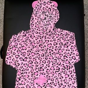 Cozy pink cheeta onesie with foot covers